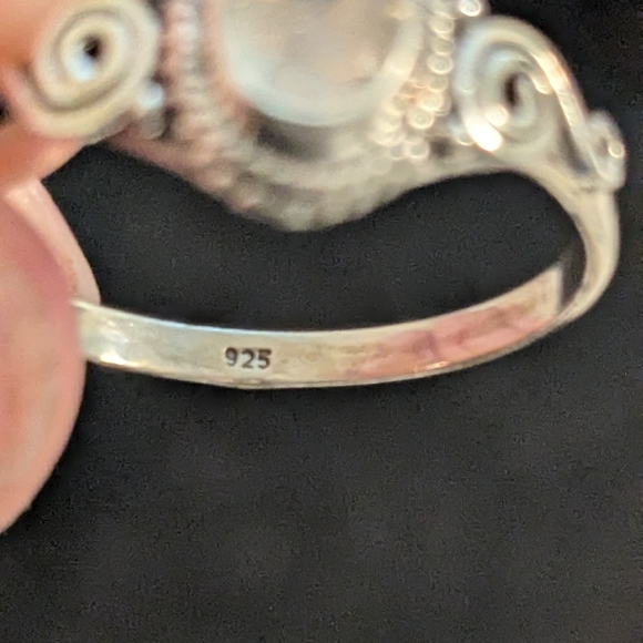New 925 Solid Sterling Silver Natural Rainbow Moonstone Ring Size 11 - Picture 6 of 9